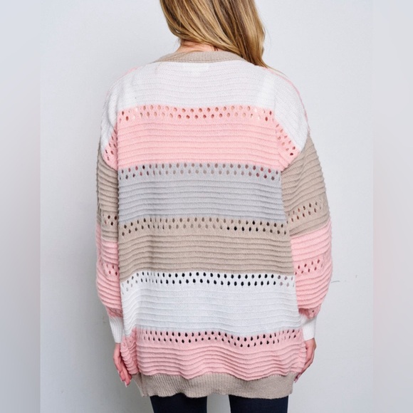 "NWT Tres Chic Women's Colorblock Open Front Knit Cardigan - Long Sleeve" - Picture 4 of 4